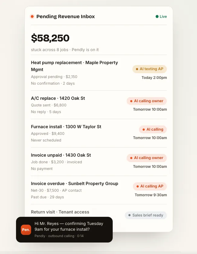 Meet Pendly: The Follow-Up Engine for Stuck Home-Service Revenue