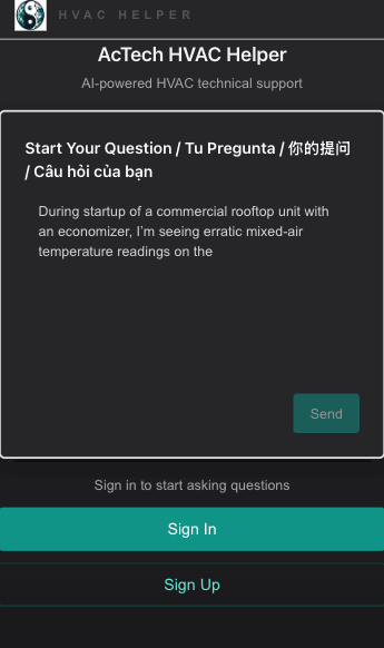 HVAC Help Demo - Click to try our conversational diagnostic tool